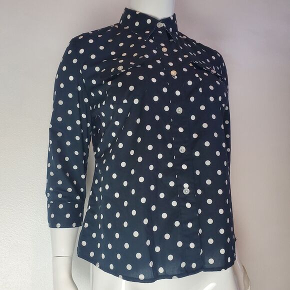 Jones New York Black Polkadot Button-Up Shirt - Picture 1 of 8